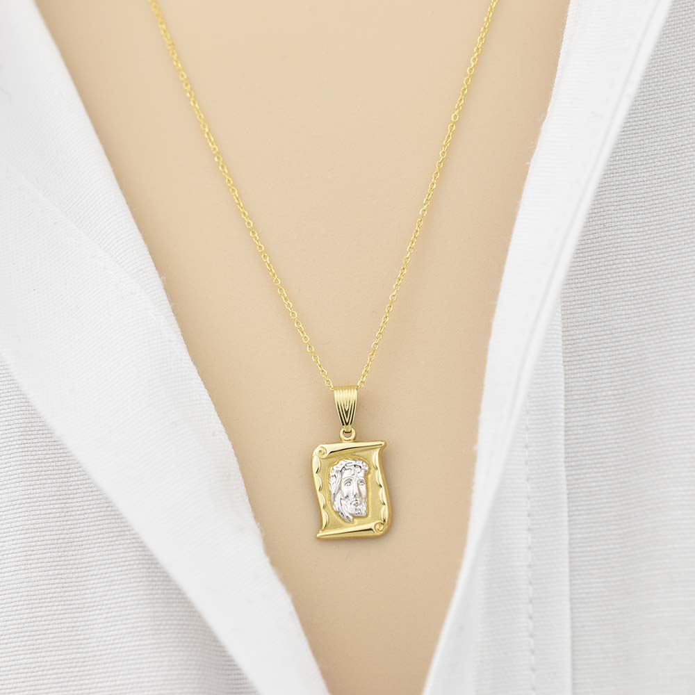 Δίχρωμο Χρυσό Φυλαχτό Κ14 Με Δύο Όψεις